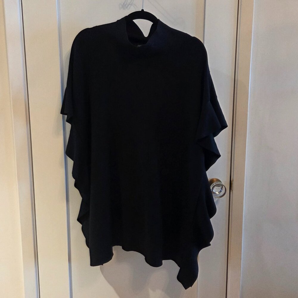 Per Se by Carlisle Black Tunic Top with Ruffle Detail
